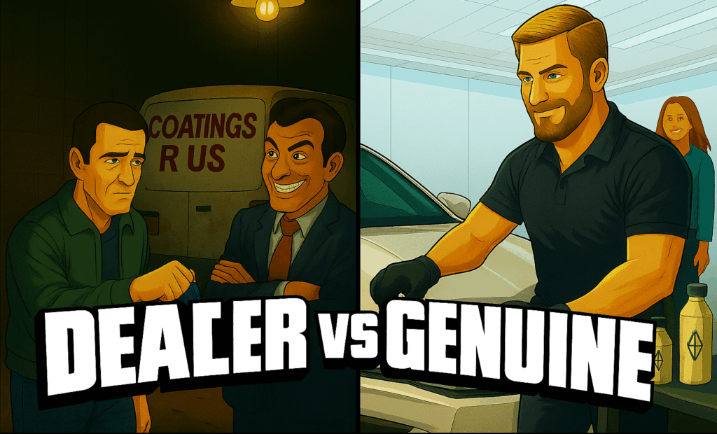 Dealer vs Genuine paint protection Perth – side-by-side comparison of ceramic coating installer vs dealership offer.